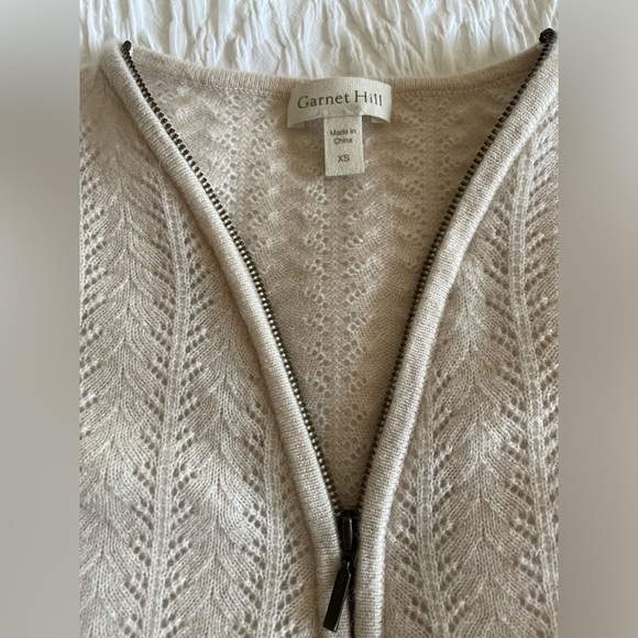 GARNET HILL Gemma Zip-Detail Cashmere Sweater XS Beige Colour - Picture 7 of 16